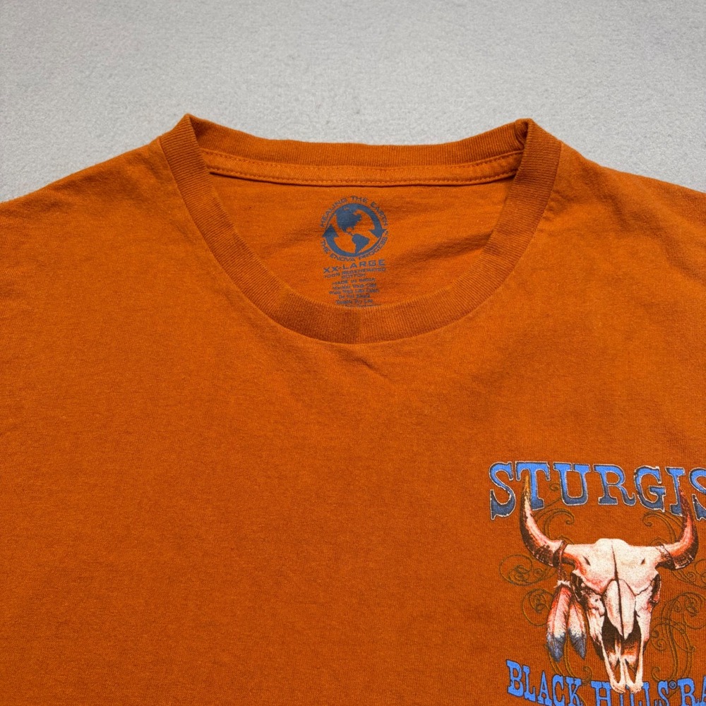 Sturgis Long Sleeve T-Shirt Mens XXL Orange Black Hills Rally 2012 Steer Skull - Picture 8 of 10